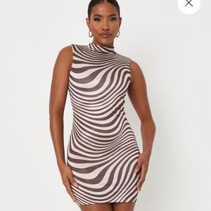 Missguided brown and white swirl mini dress